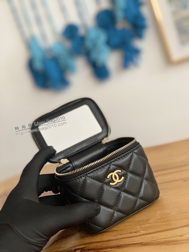 Chanel專櫃2022新款迷你經典鏈子盒型手袋 81218 香奈兒最新版本化妝包 djc4632